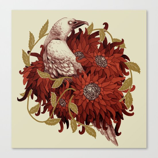Bird and Flowers Canvas Print