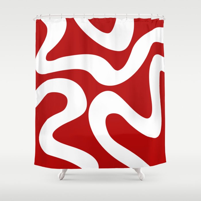 Abstract waves - red Shower Curtain