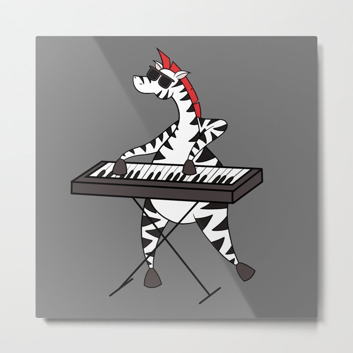 Zebra Keyboard Metal Print