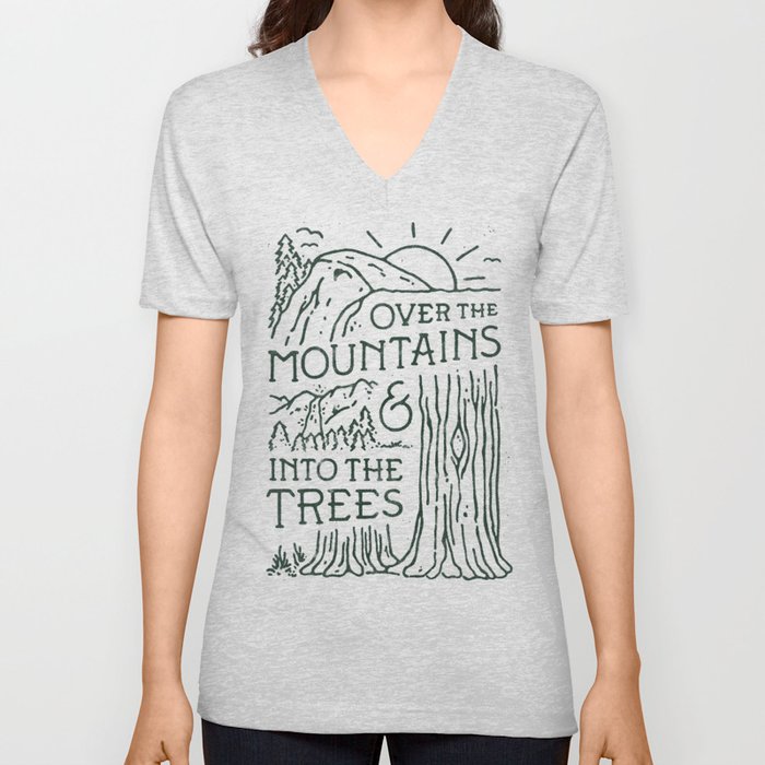 Over The Mountains V Neck T Shirt