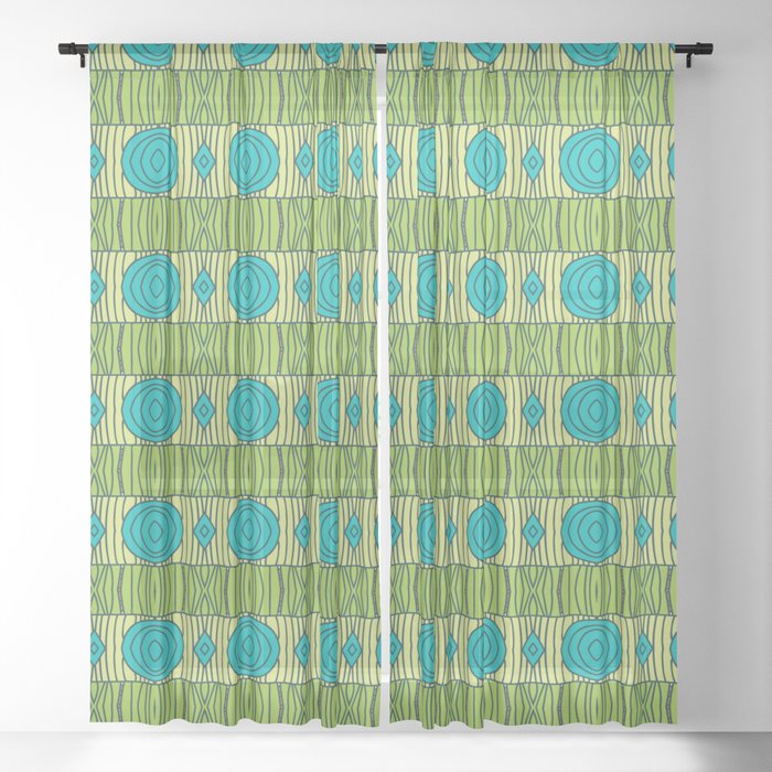 Abstract Geometric Pattern Geometric Texture Sheer Curtain By Suriko8