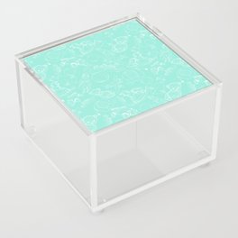 Mint Blue and White Toys Outline Pattern Acrylic Box
