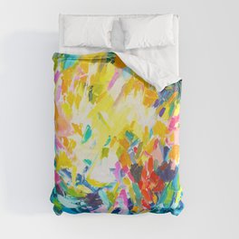 Colorful Contemporary Abstract Painting with Bright Colors and Fun Texture Duvet Cover