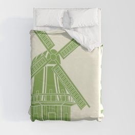 Amsterdam Holland Green And Orange Windmill Duvet Cover