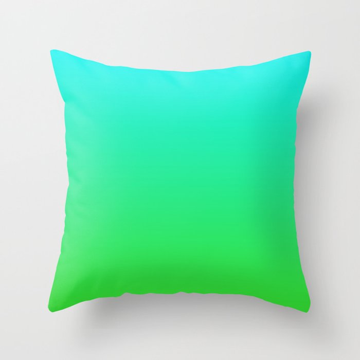 FLUORESCENT BLUE & GREEN GRADIENT  Throw Pillow