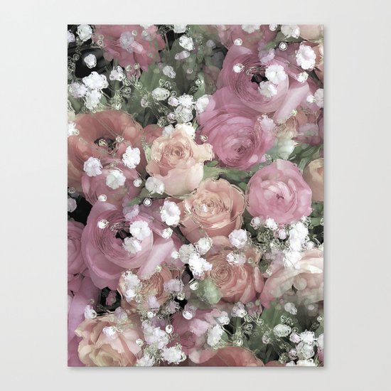 vintage pastel flowers Canvas Print
