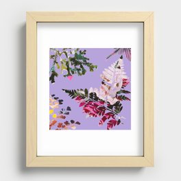 Colorful Ferns on Violet Background Recessed Framed Print