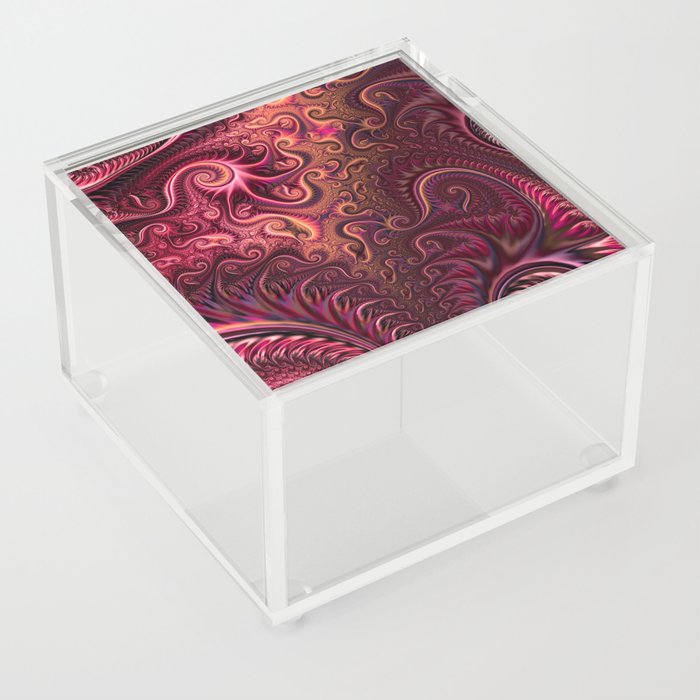 Abstract Colorful Burgundy & Carmine Spiral Pattern Acrylic Box