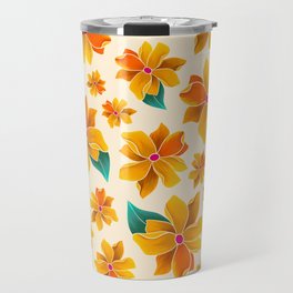 Sunny Tropical Flowers in Pastel Travel Mug