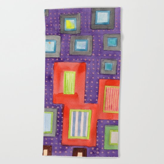 Various Frames on dotted Wall Beach Towel