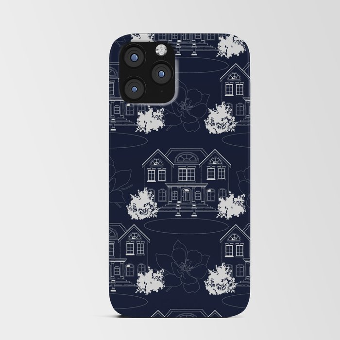 Tree pattern with a house in pastel color line art. iPhone Card Case