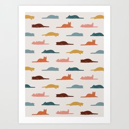 Lazy Cat Pattern Art Print