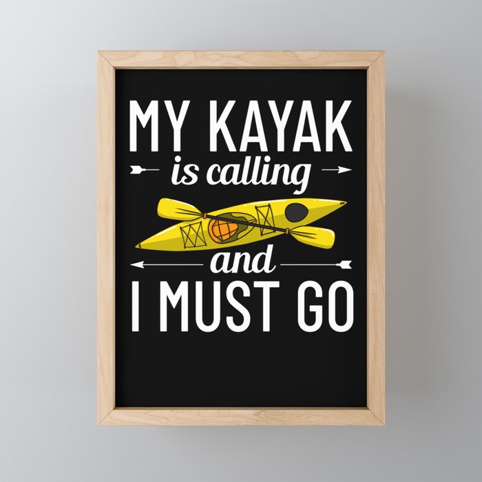 Kayak Canoe Boat Paddle Kayaking Canoeing Framed Mini Art Print