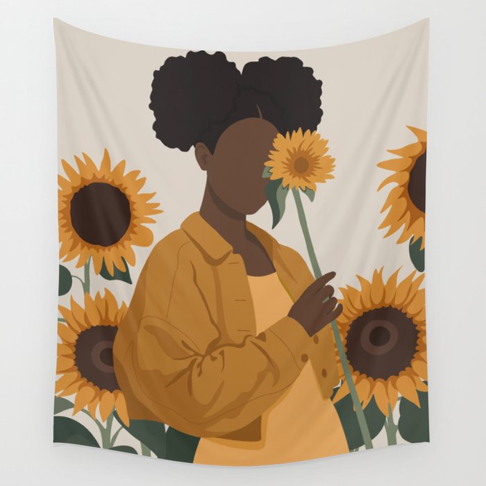 Black sunflower sale tapestry