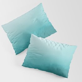 Best Seller Aqua Teal Turquoise Watercolor Ombre Gradient Blend Abstract Art - Aquarium SW 6767 Pillow Sham