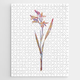 Floral Gladiolus Cuspidatus Mosaic on White Jigsaw Puzzle