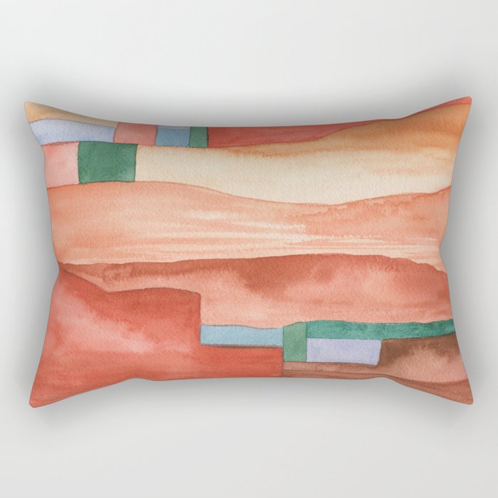 Abstract Desert Landscape Watercolor Rectangular Pillow