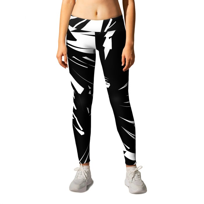Black and White Abstract Brush Texture Pattern  Leggings