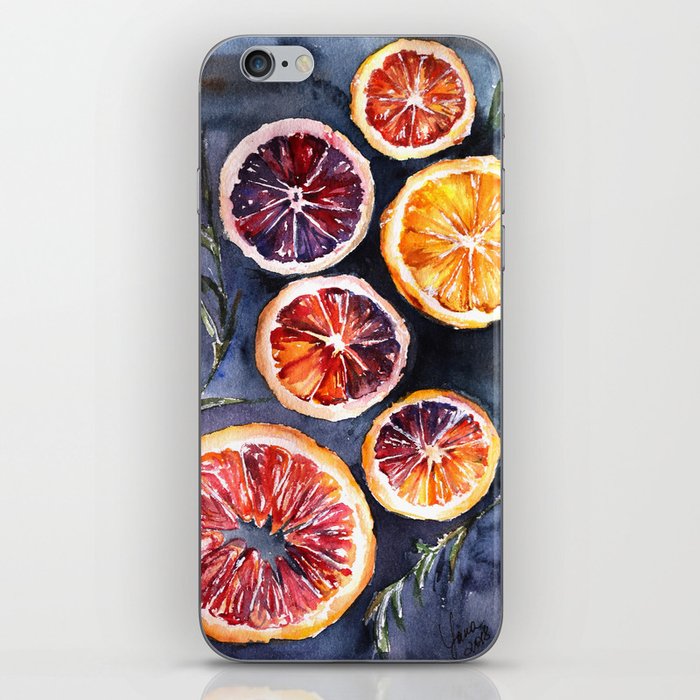 Bloody oranges in watercolor iPhone Skin