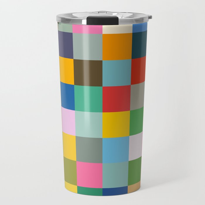 Haumea - Abstract Colorful Pixel Patchwork Art Travel Mug
