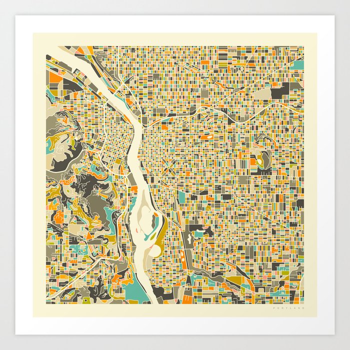 PORTLAND Map Art Print