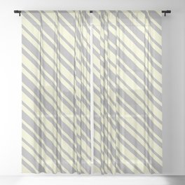 [ Thumbnail: Dark Grey & Light Yellow Colored Lines Pattern Sheer Curtain ]