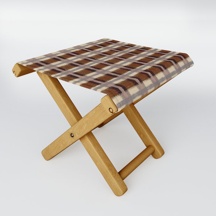 Gingham brown pattern Folding Stool