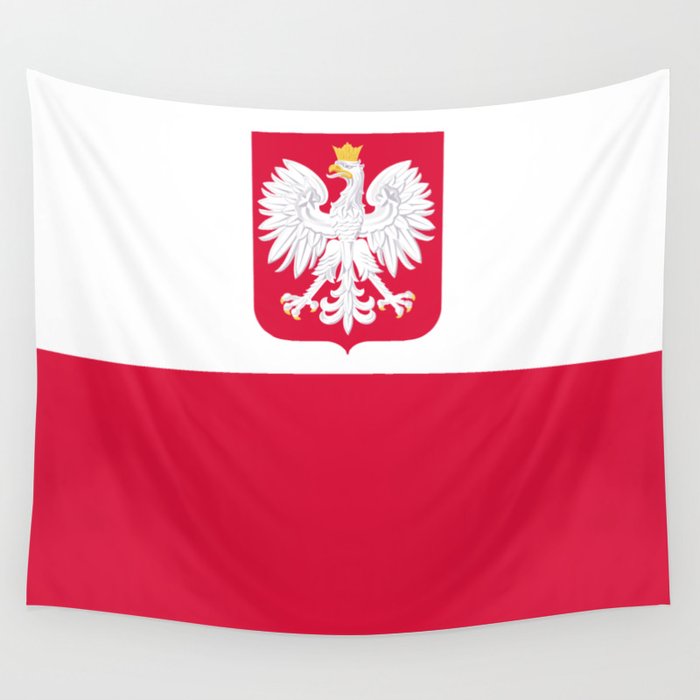 State flag of Poland with Coat of Arms Wall Tapestry