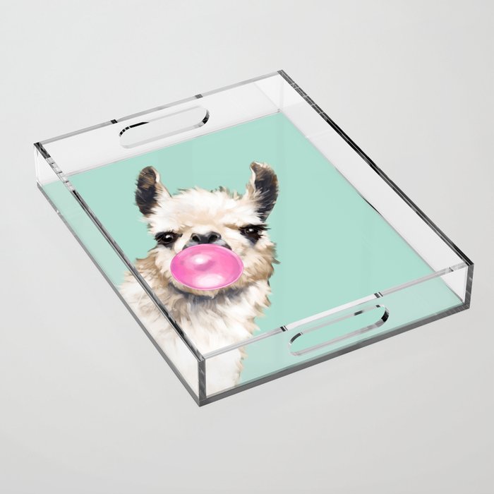 Bubble Gum Sneaky Llama in Green Acrylic Tray