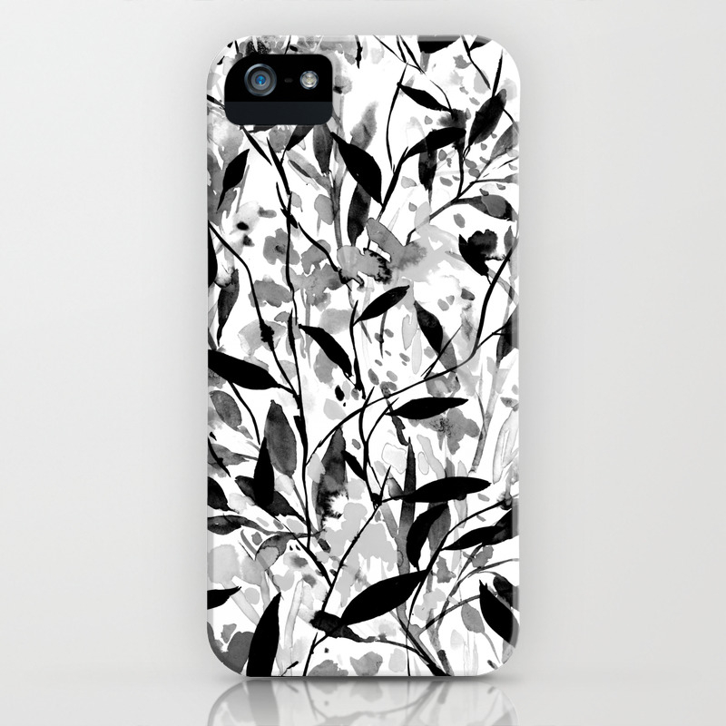 Wandering Wildflowers Black And White Iphone Case By Mjmstudio