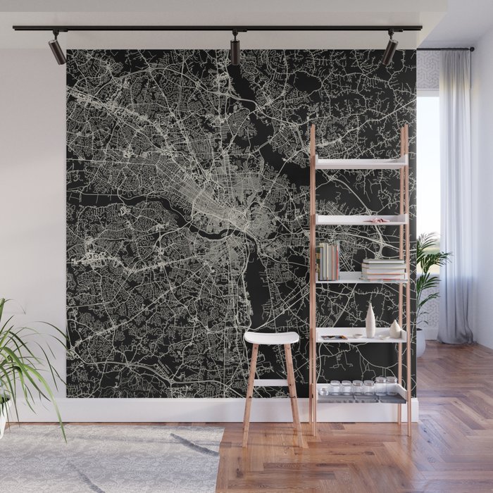 Richmond USA. Black and White City Map Wall Mural