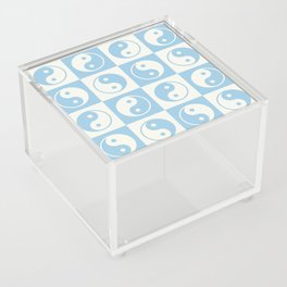 Checkered Yin Yang Pattern (Creamy Milk & Baby Blue Color Palette) Acrylic Box