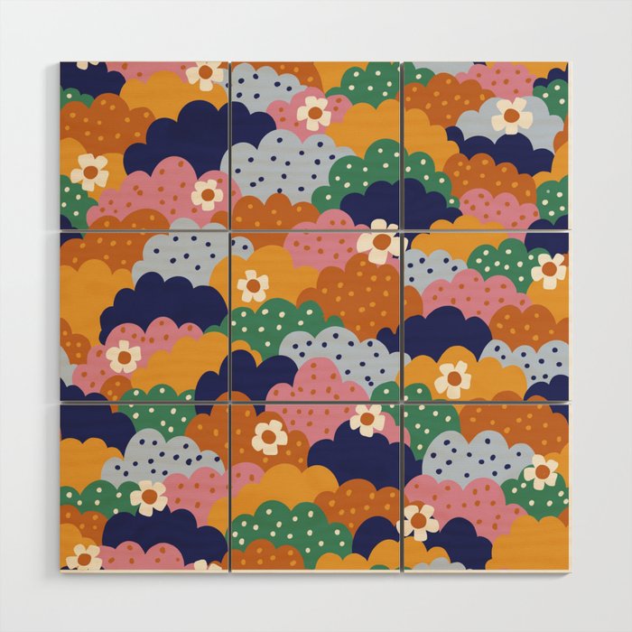 Floral cloudy pattern Wood Wall Art