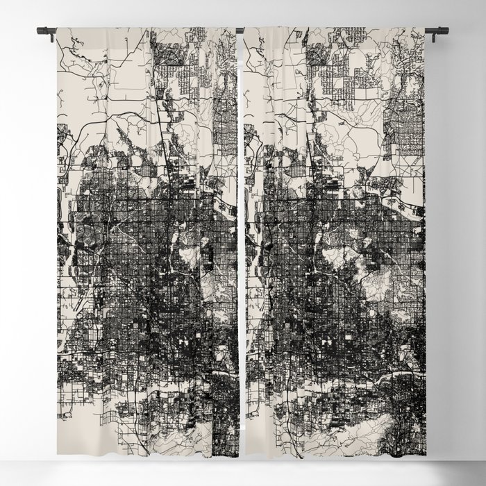 PHOENIX USA - black and white city map Blackout Curtain