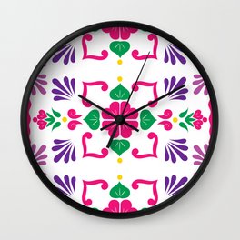 Pink 2, Framed Talavera Flower Wall Clock