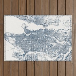Vancouver, Canada - City Map Illustration - Blue Aesthetic Outdoor Rug