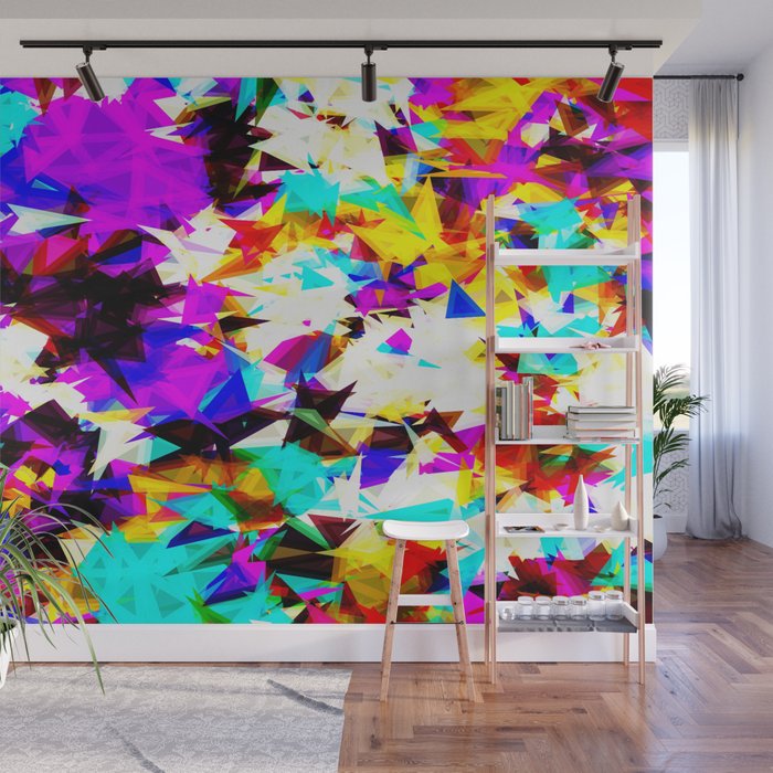 Psychedelic Geometric Triangle Abstract Pattern In Purple Pink