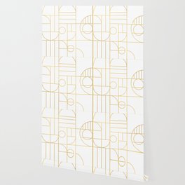 Minimalist Mid Century Modern Gold Pattern Wallpaper