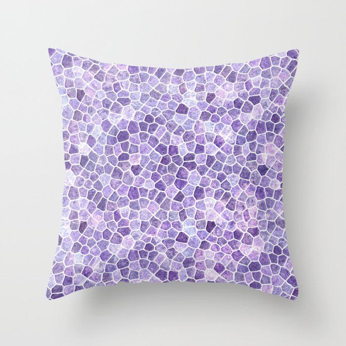 Lilac Cobbled Patchwork Terrazo Pattern Throw Pillow