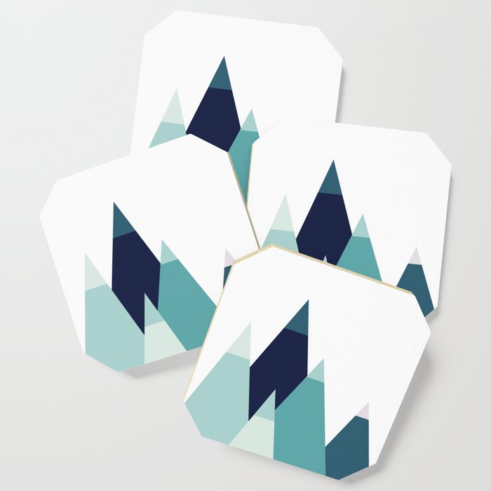 Abstract Mountains Art Blue Geometric Decor Navy Geometry