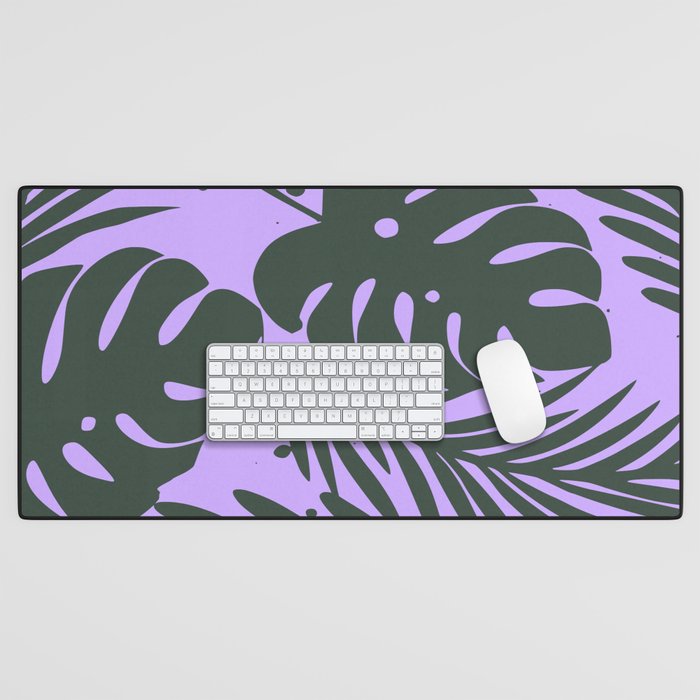 Palm Leaves in Purple Blue Desk Mat