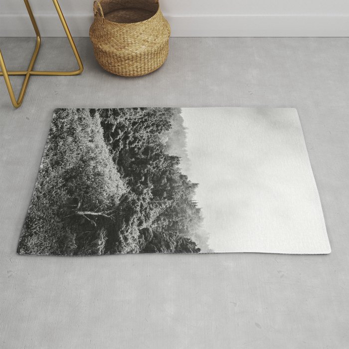 Forest in the Fog | Black and White | Travel Photography Rug