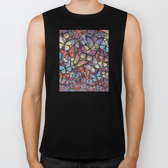 butterflies aflutter colorful version Biker Tank