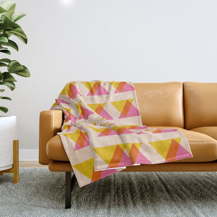 Warm Color Block and Blend  Throw Blanket