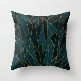 Shattered Teal and Turquoise Mosaic Throw Pillow
