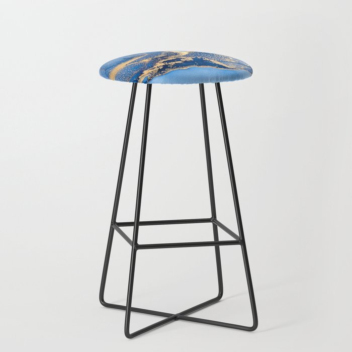 Denim Blue + Slate Abstract Storm Swirl Bar Stool