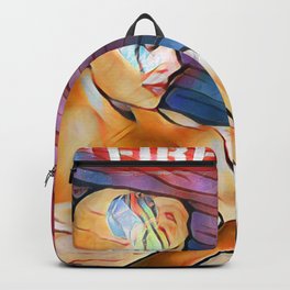 Fire Lane Backpack | Warning, Frightening, Graphicdesign, Blond, Hands, Curvy, Robe, Cleavage, Woman, Fire 