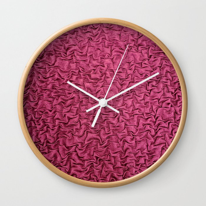 Burgundy Ruched Vintage Fabric Texture Wall Clock