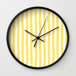 Yellow and White Cabana Stripes Palm Beach Preppy Wall Clock