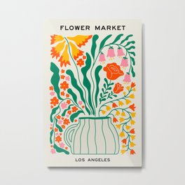Flower Market 05: Los Angeles Metal Print | Botanical, Tropical, Retro, Flower, Graphicdesign, Market, Bouquet, Vase, Decor, Plants 